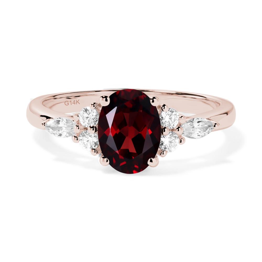 Simple Oval Garnet Engagement Ring - LUO Jewelry #metal_14k rose gold