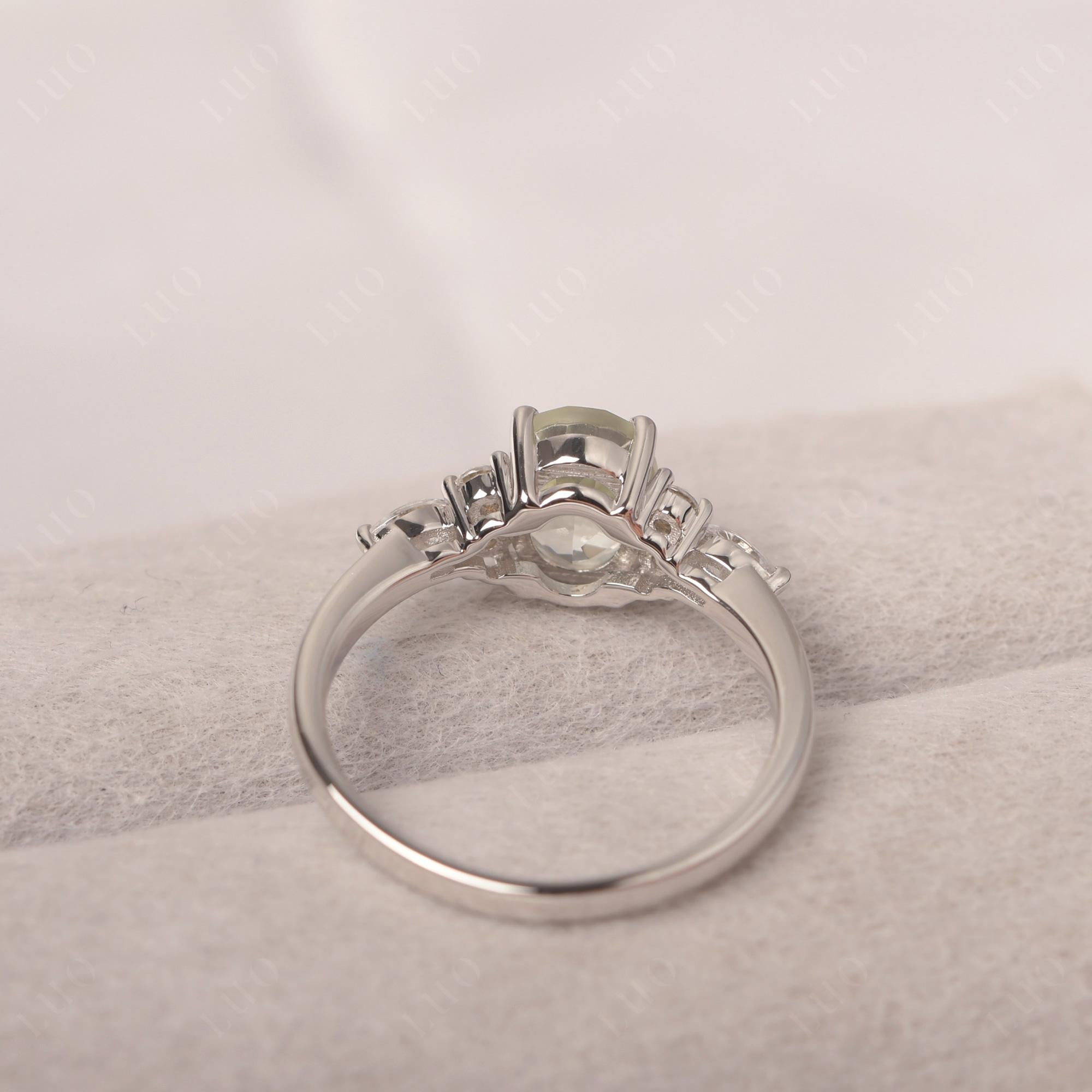 Simple Oval Green Amethyst Engagement Ring - LUO Jewelry