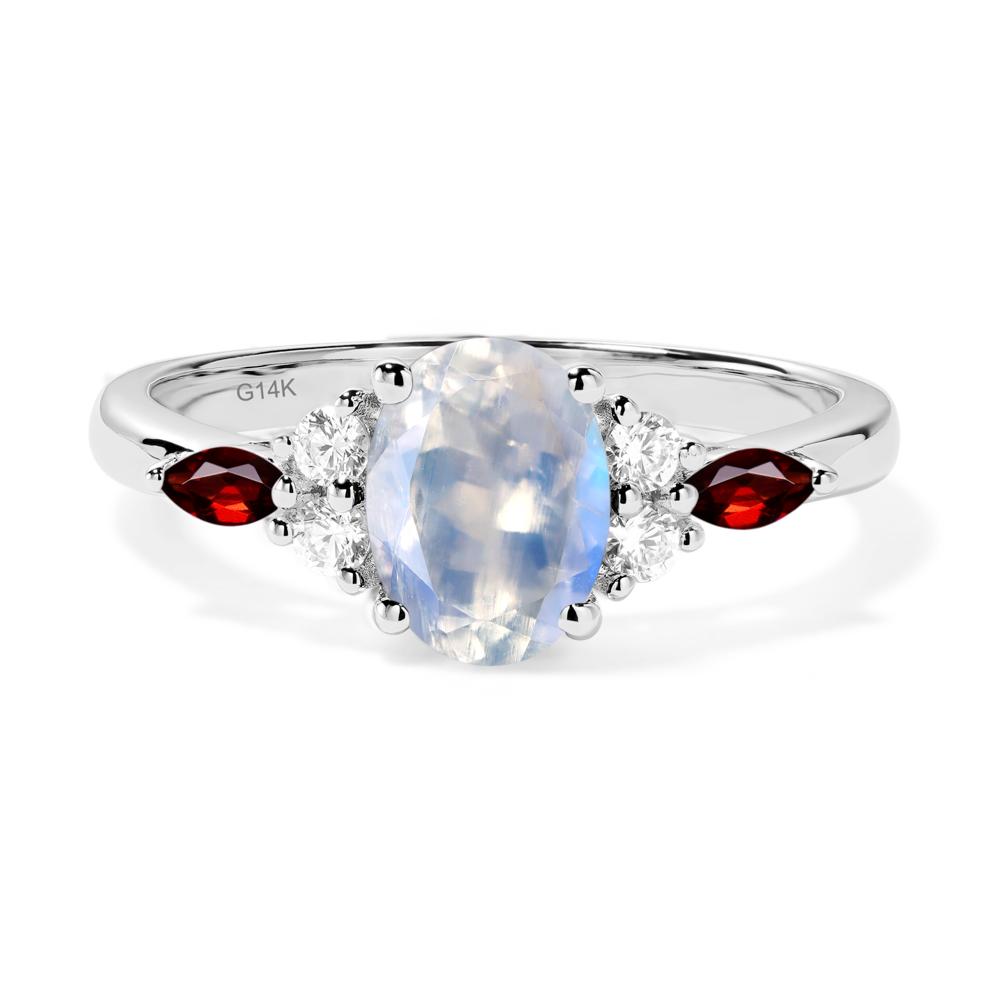 Simple Oval Moonstone Engagement Ring - LUO Jewelry #metal_14k white gold