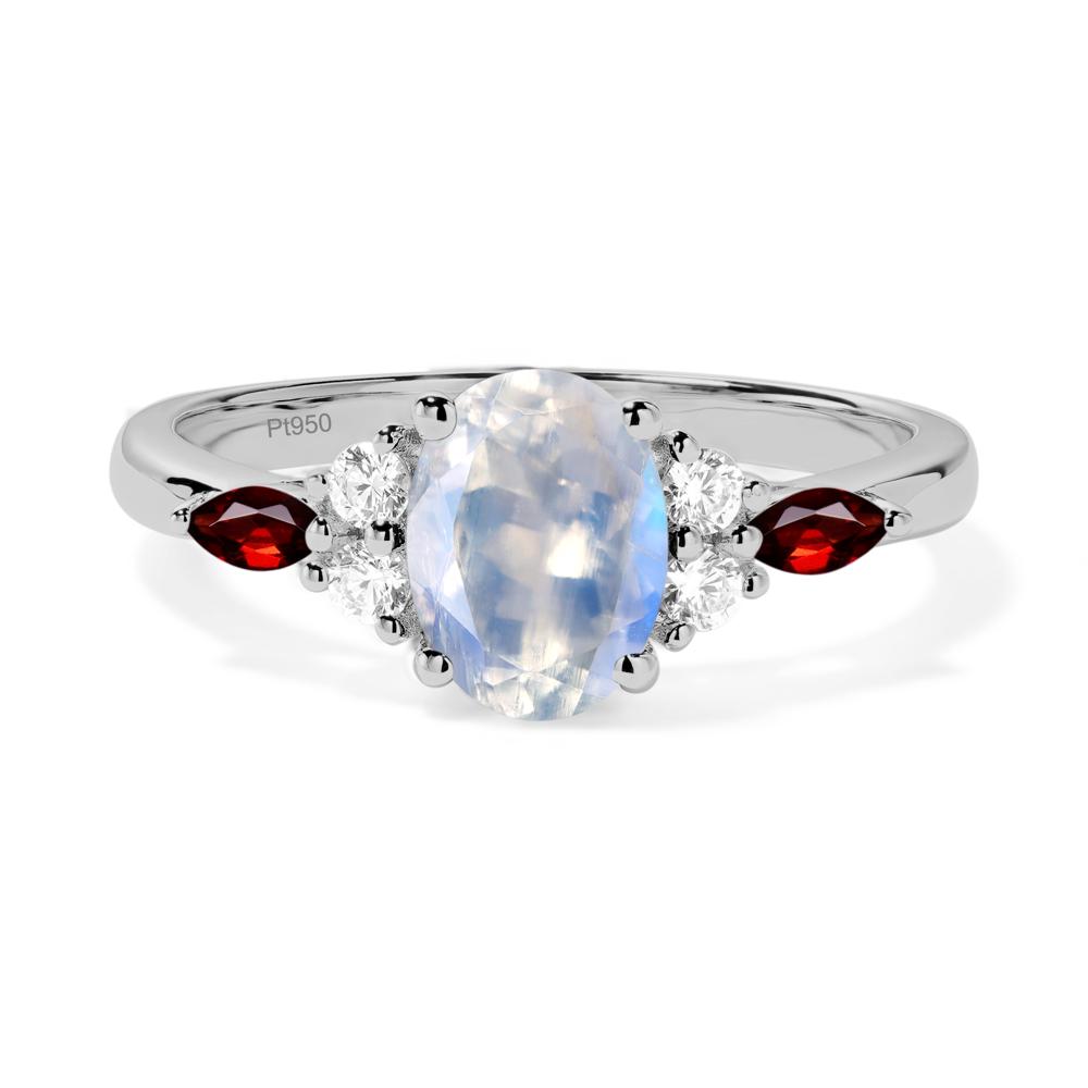 Simple Oval Moonstone Engagement Ring - LUO Jewelry #metal_platinum
