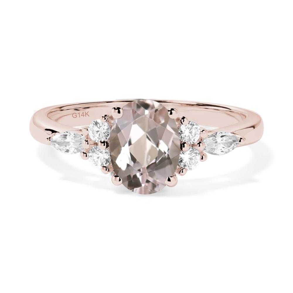 Simple Oval Morganite Engagement Ring - LUO Jewelry #metal_14k rose gold
