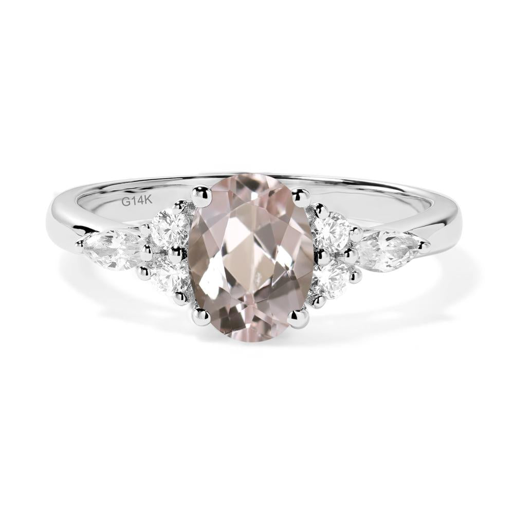 Simple Oval Morganite Engagement Ring - LUO Jewelry #metal_14k white gold