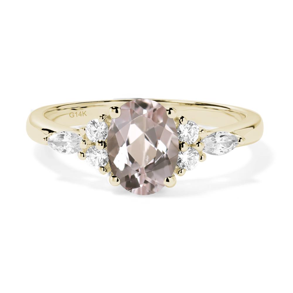 Simple Oval Morganite Engagement Ring - LUO Jewelry #metal_14k yellow gold