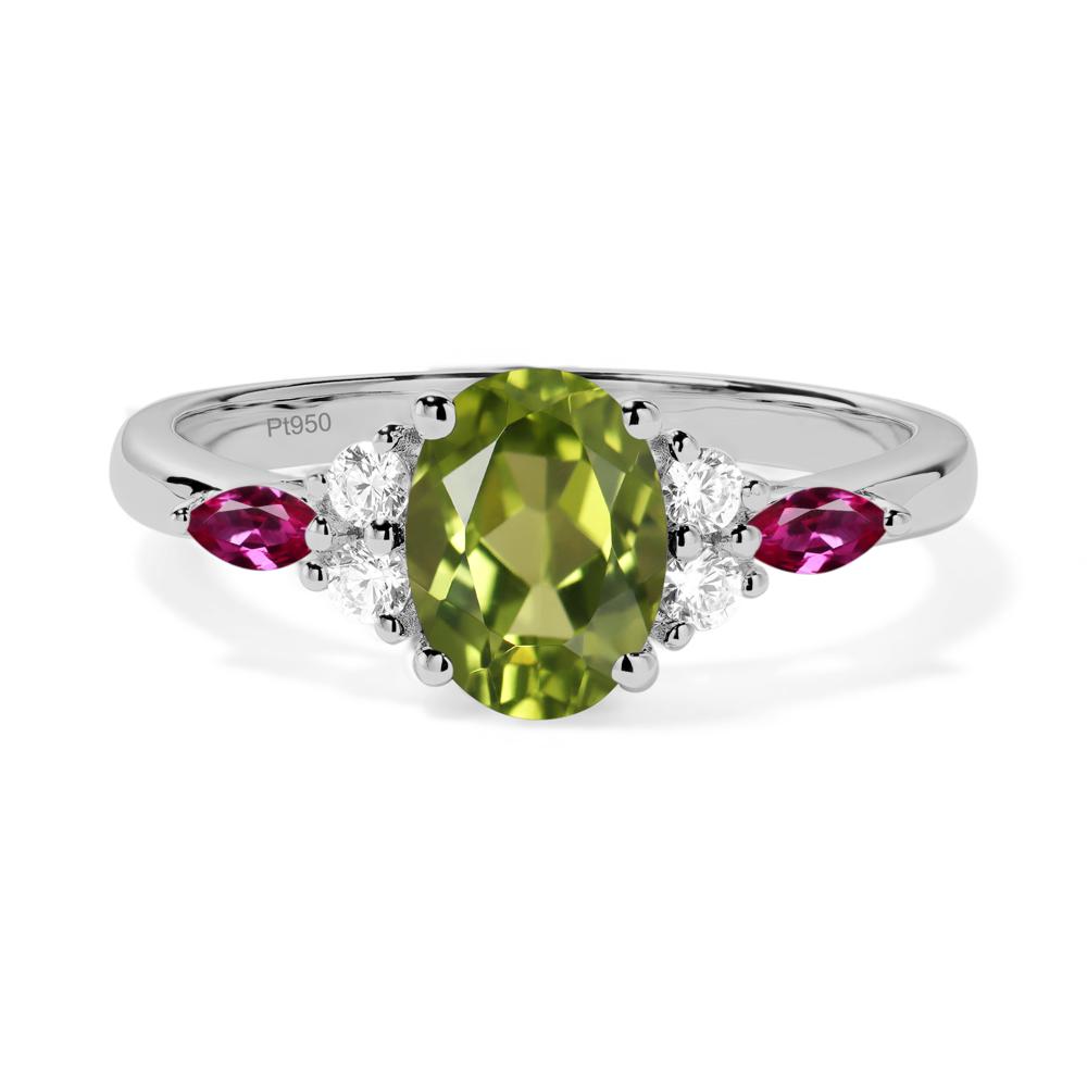 Simple Oval Peridot Engagement Ring - LUO Jewelry #metal_platinum