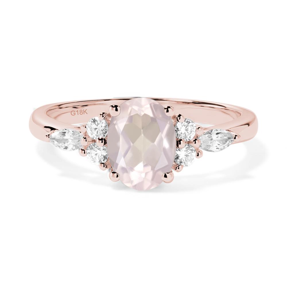 Simple Oval Rose Quartz Engagement Ring - LUO Jewelry #metal_18k rose gold
