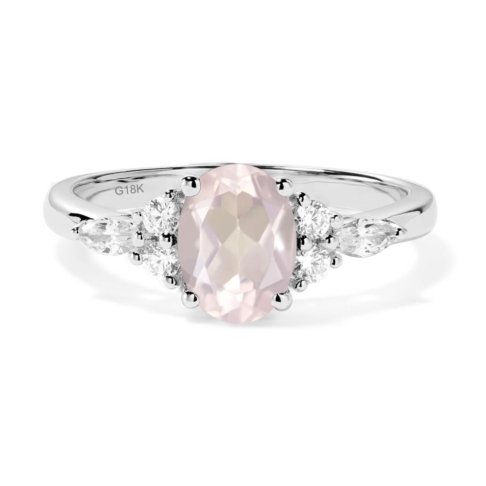 Simple Oval Rose Quartz Engagement Ring - LUO Jewelry #metal_18k white gold