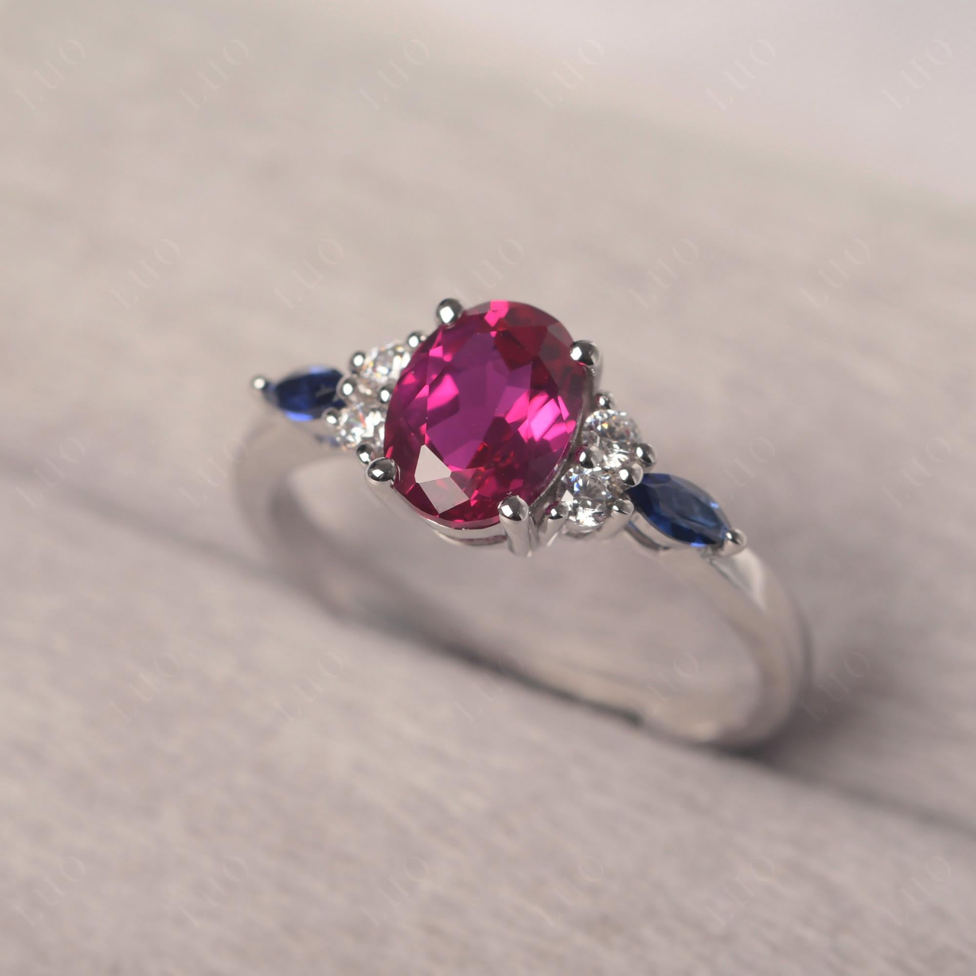Simple Oval Ruby Engagement Ring - LUO Jewelry
