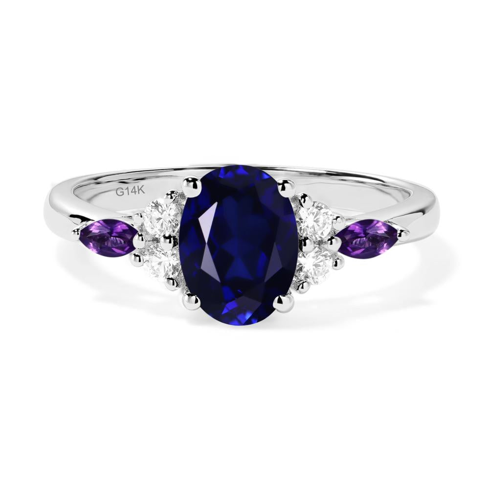 Simple Oval Sapphire Engagement Ring - LUO Jewelry #metal_14k white gold