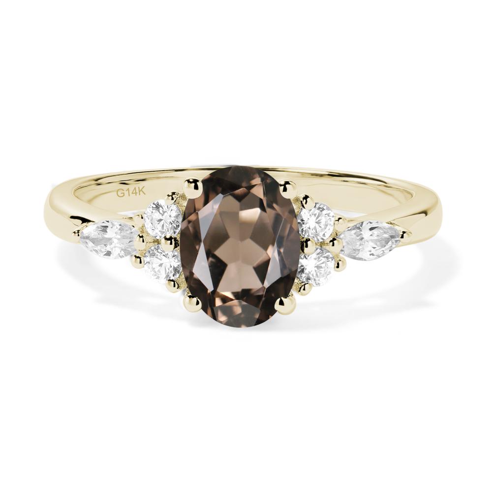 Simple Oval Smoky Quartz Engagement Ring - LUO Jewelry #metal_14k yellow gold