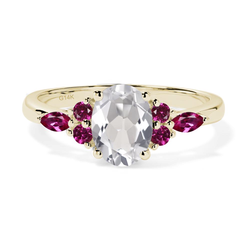 Simple Oval White Topaz Engagement Ring - LUO Jewelry #metal_14k yellow gold