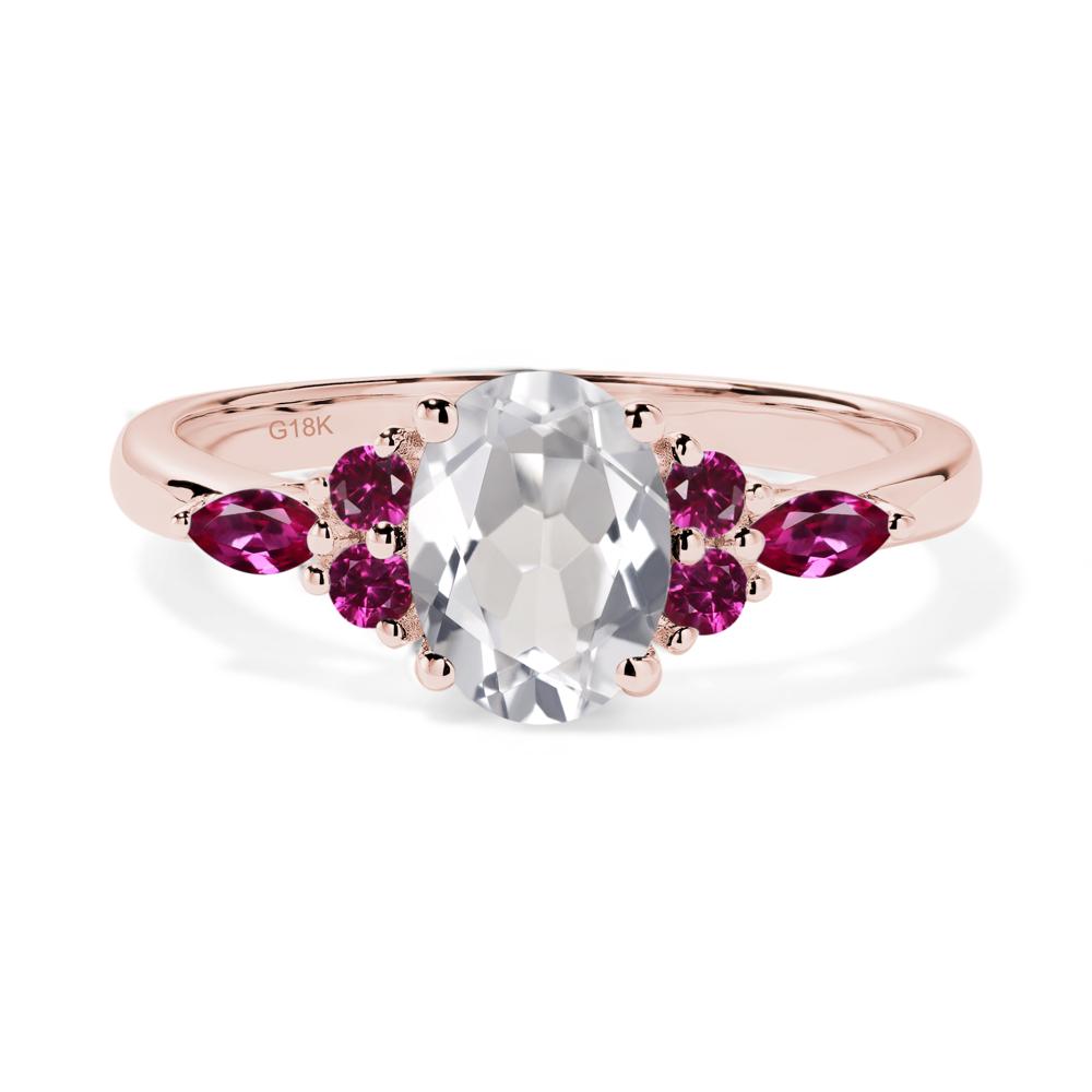 Simple Oval White Topaz Engagement Ring - LUO Jewelry #metal_18k rose gold