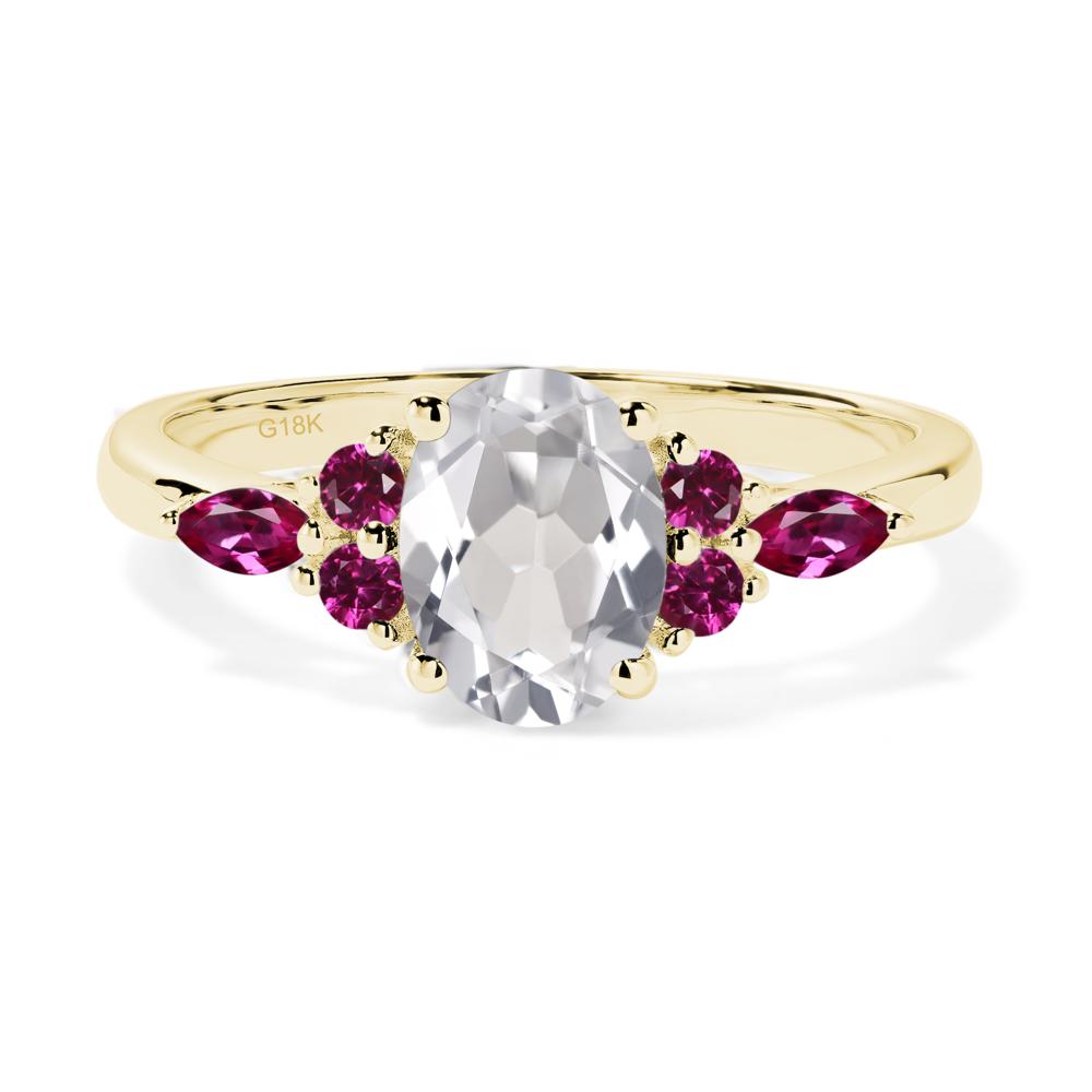 Simple Oval White Topaz Engagement Ring - LUO Jewelry #metal_18k yellow gold