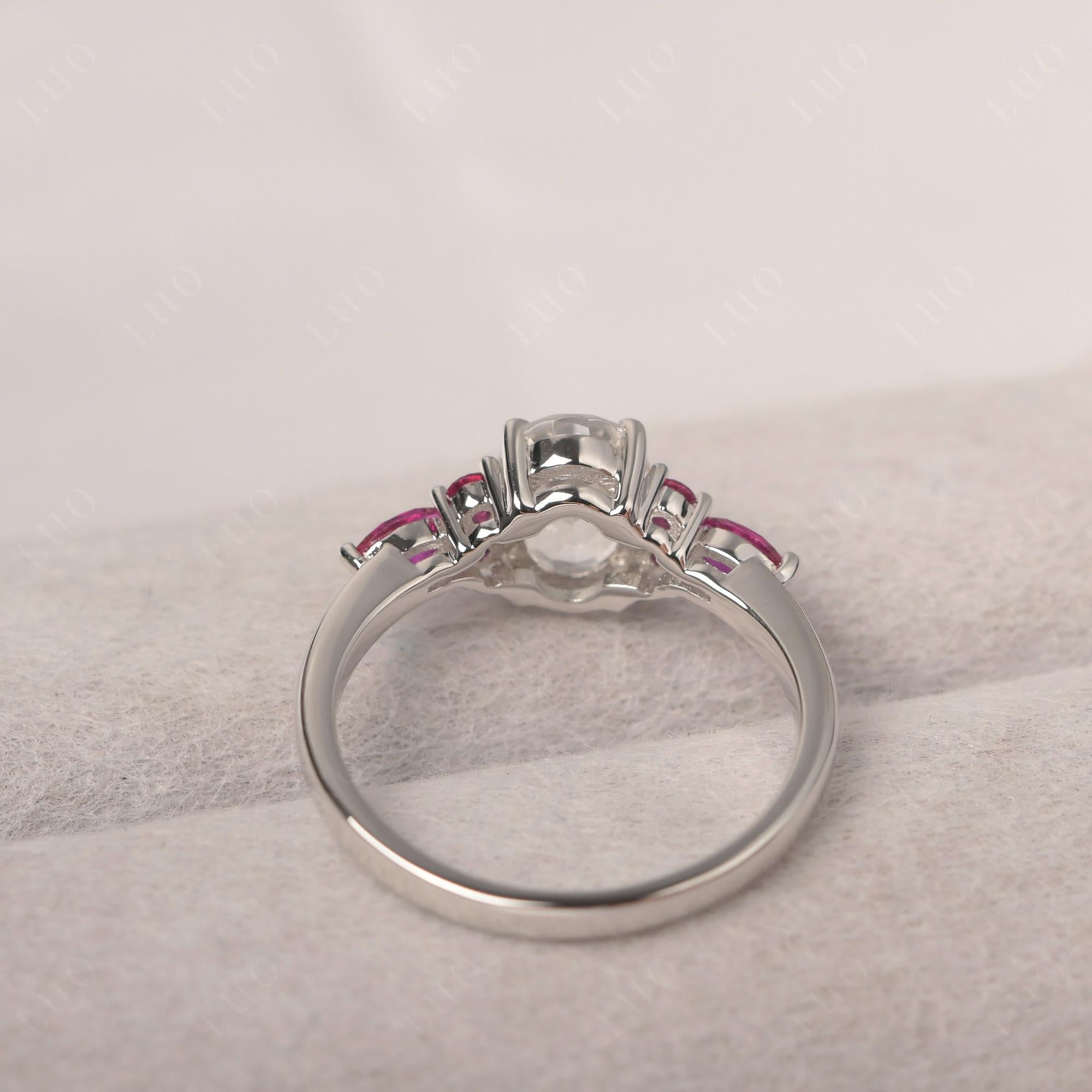 Simple Oval White Topaz Engagement Ring - LUO Jewelry