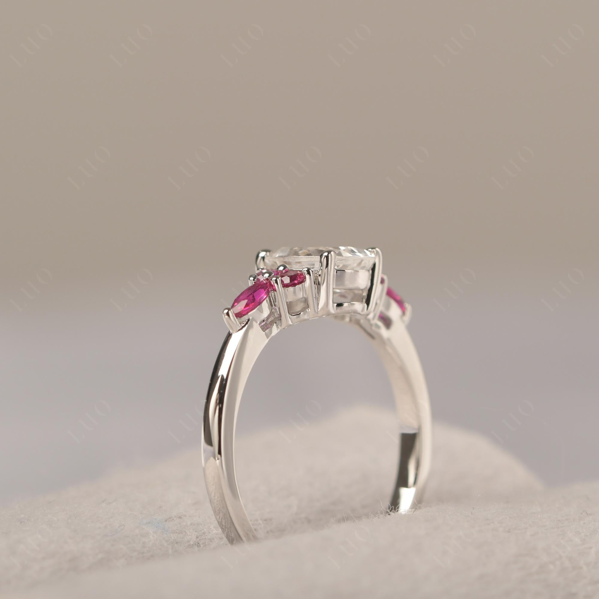 Simple Oval White Topaz Engagement Ring - LUO Jewelry