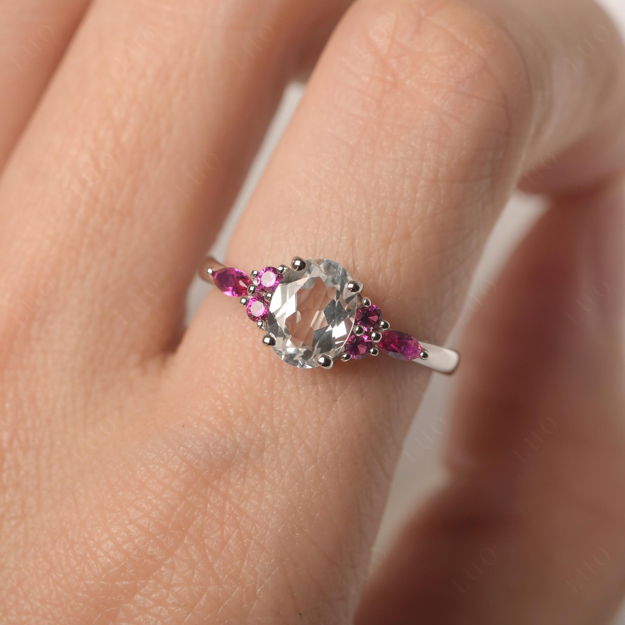 Simple Oval White Topaz Engagement Ring - LUO Jewelry