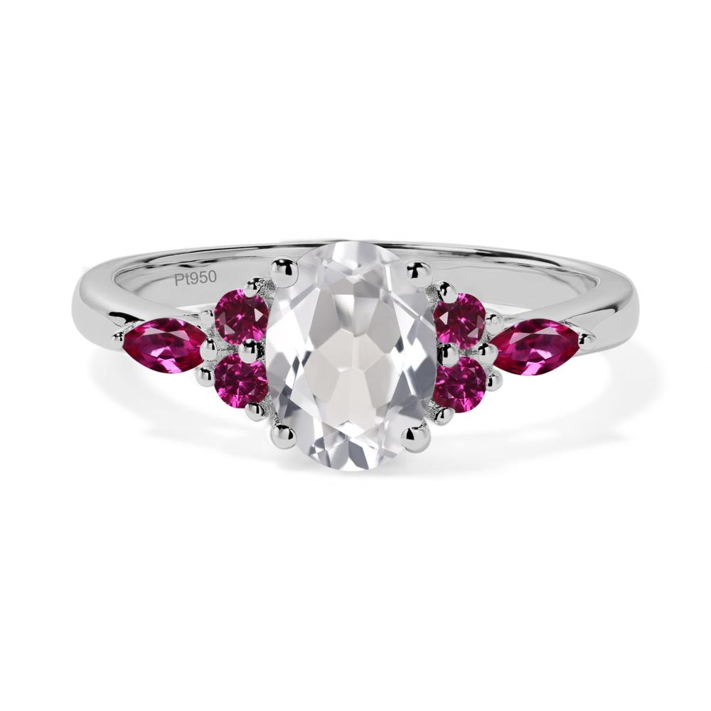 Simple Oval White Topaz Engagement Ring - LUO Jewelry #metal_platinum