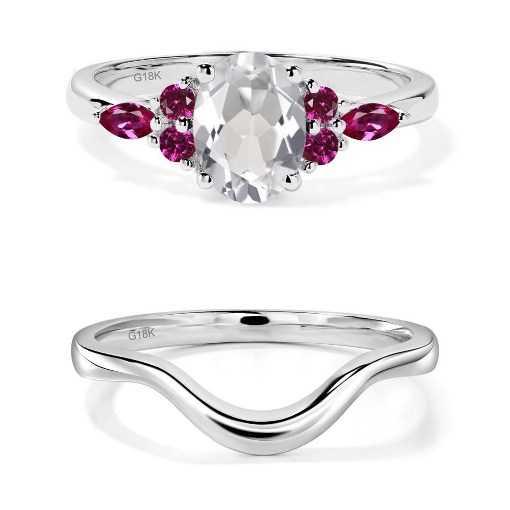 Simple Oval White Topaz Engagement Ring - LUO Jewelry #metal_xxxxx