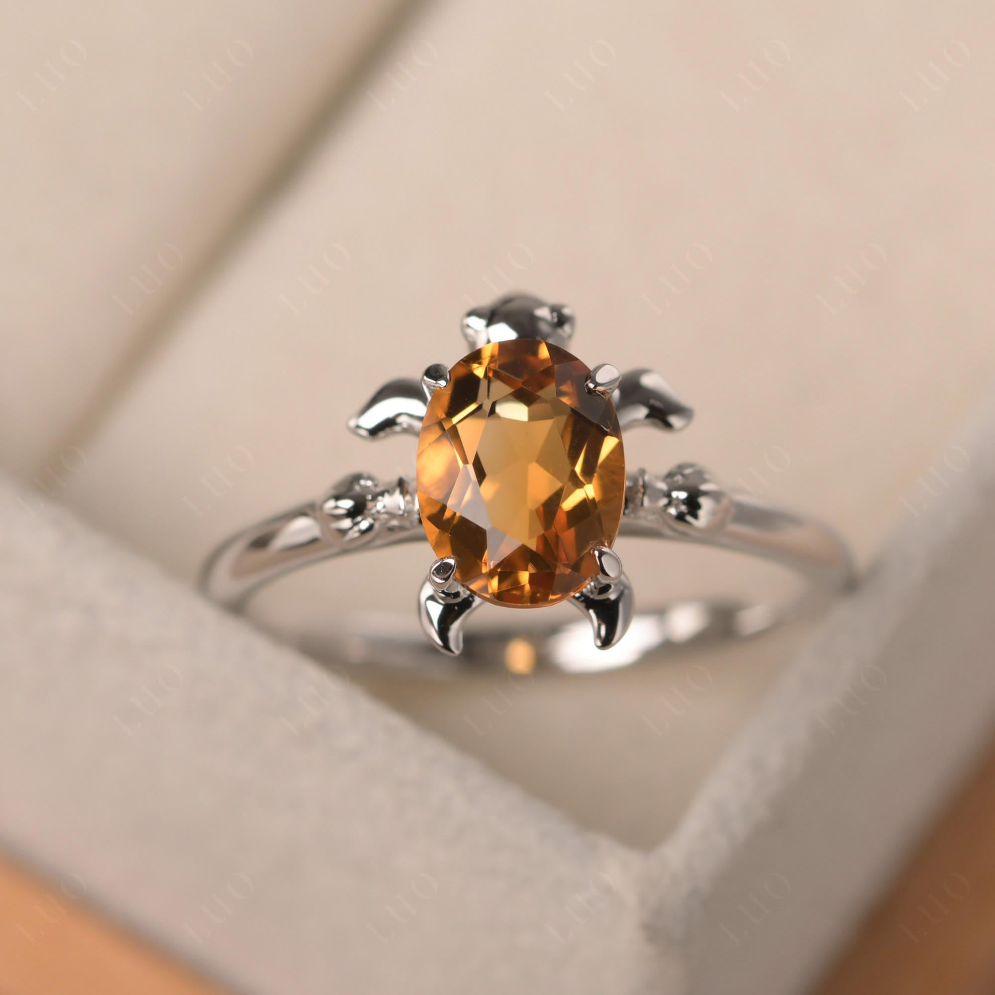 Citrine Turtle Engagement Ring - LUO Jewelry