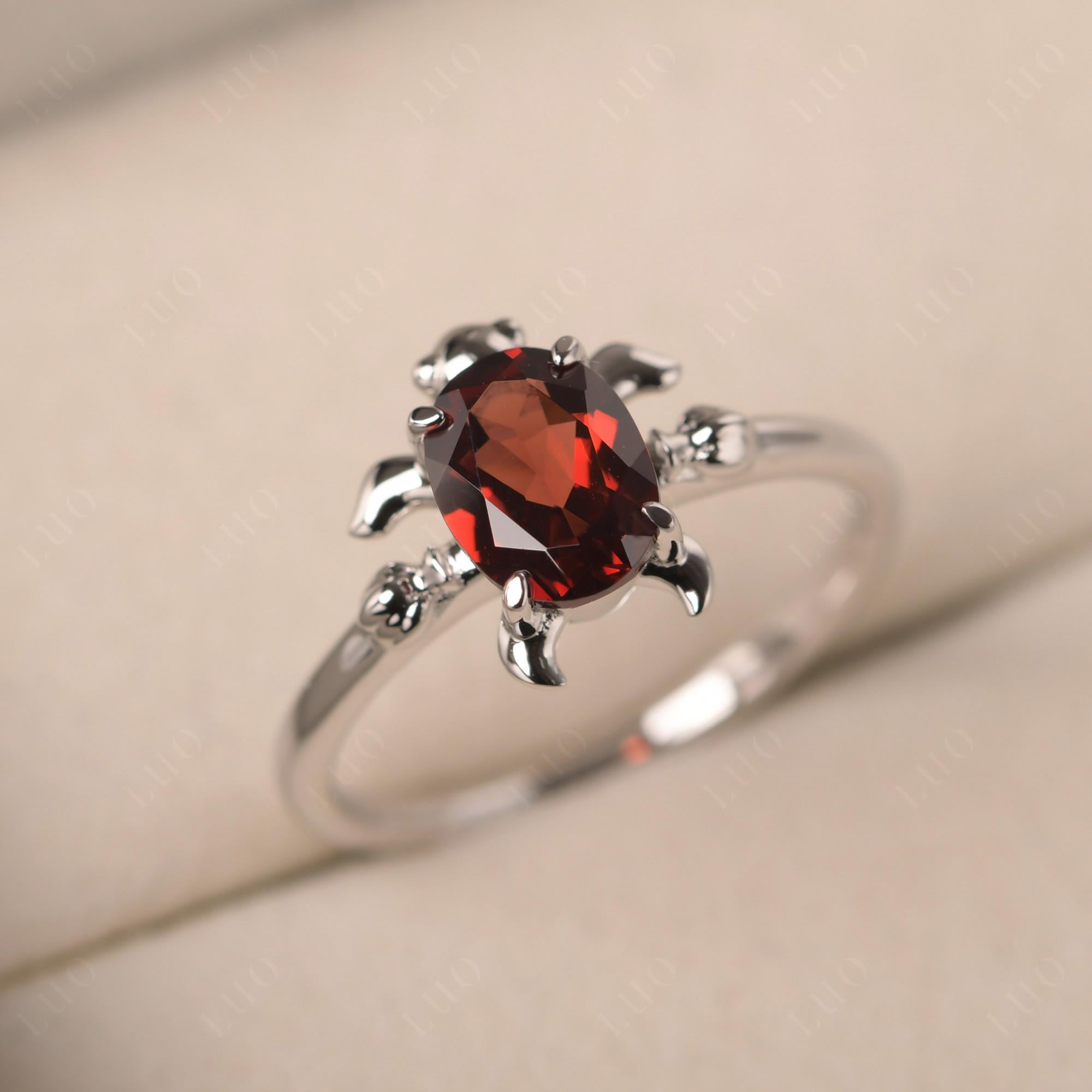 Garnet Turtle Ring - LUO Jewelry