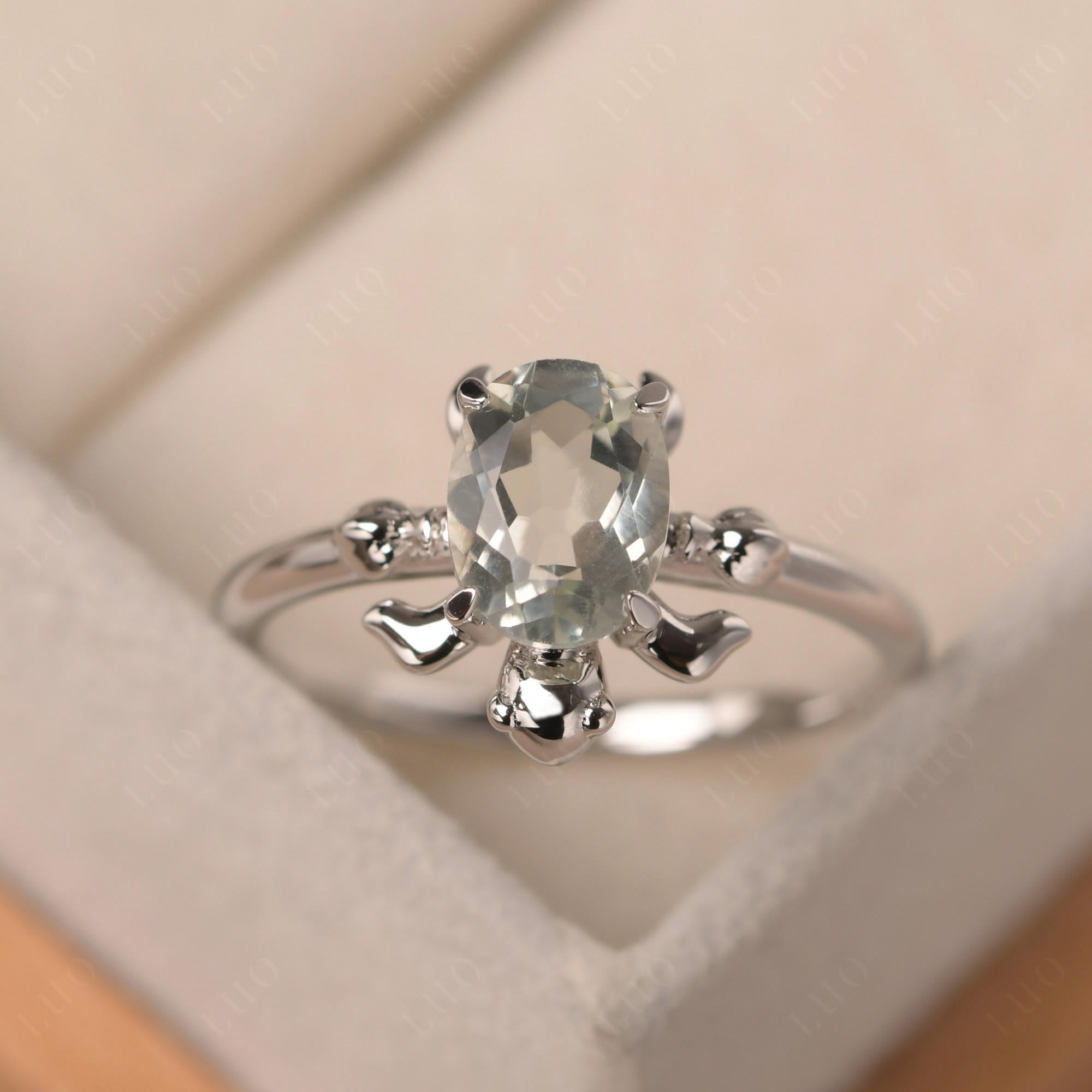 Green Amethyst Sea Turtle Ring - LUO Jewelry