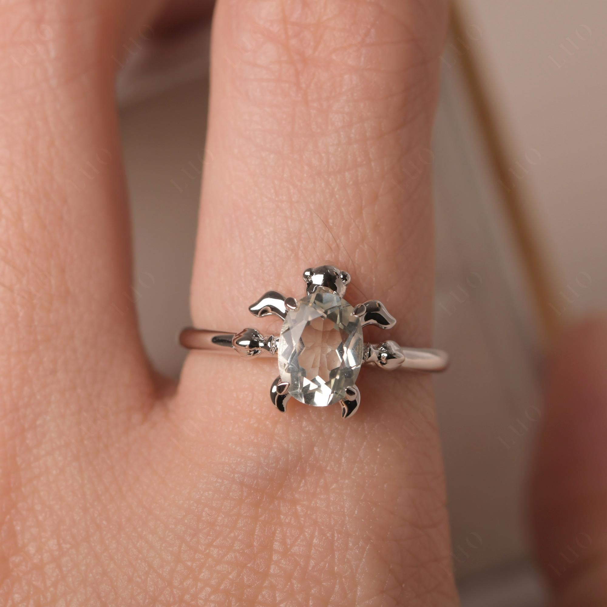 Green Amethyst Sea Turtle Ring - LUO Jewelry