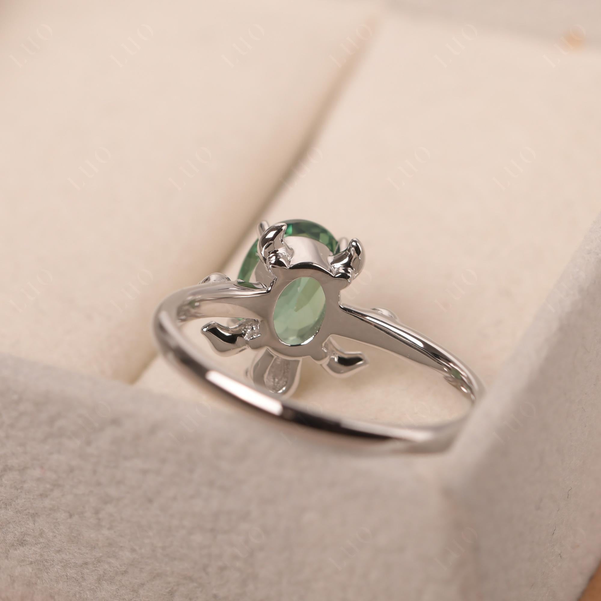 Green Sapphire Turtle Engagement Ring - LUO Jewelry