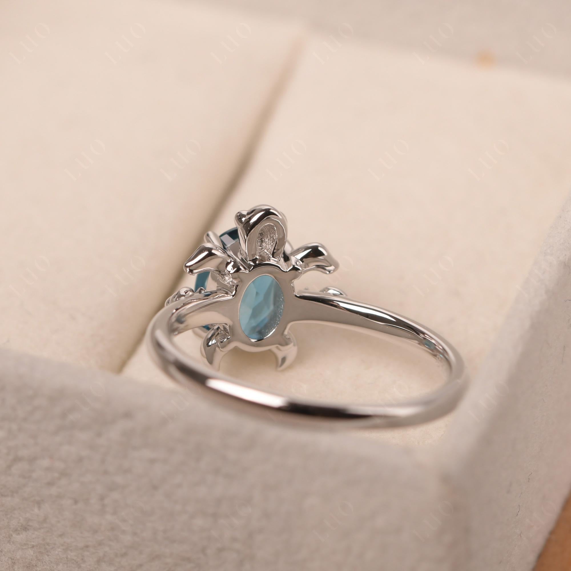 Oval Cut London Blue Topaz Turtle Ring - LUO Jewelry