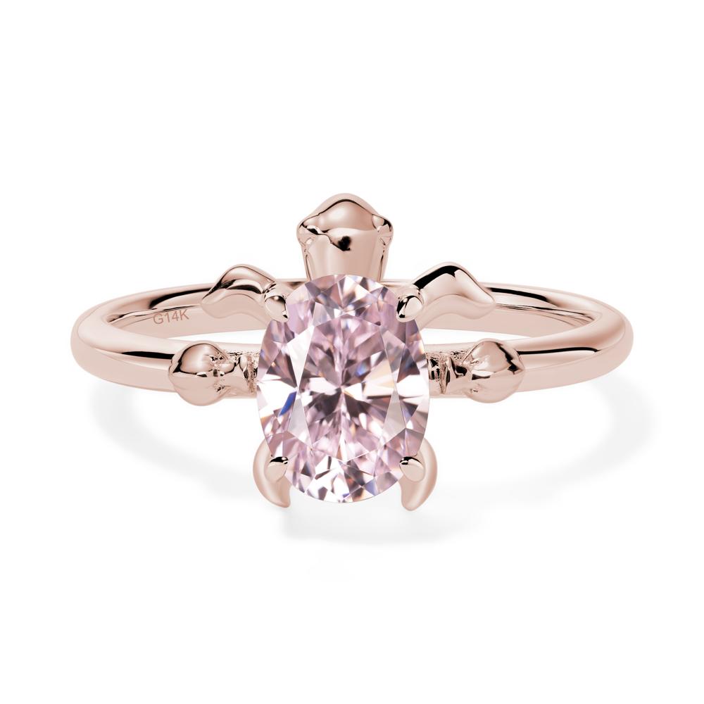 Pink Cubic Zirconia Turtle Ring - LUO Jewelry #metal_14k rose gold