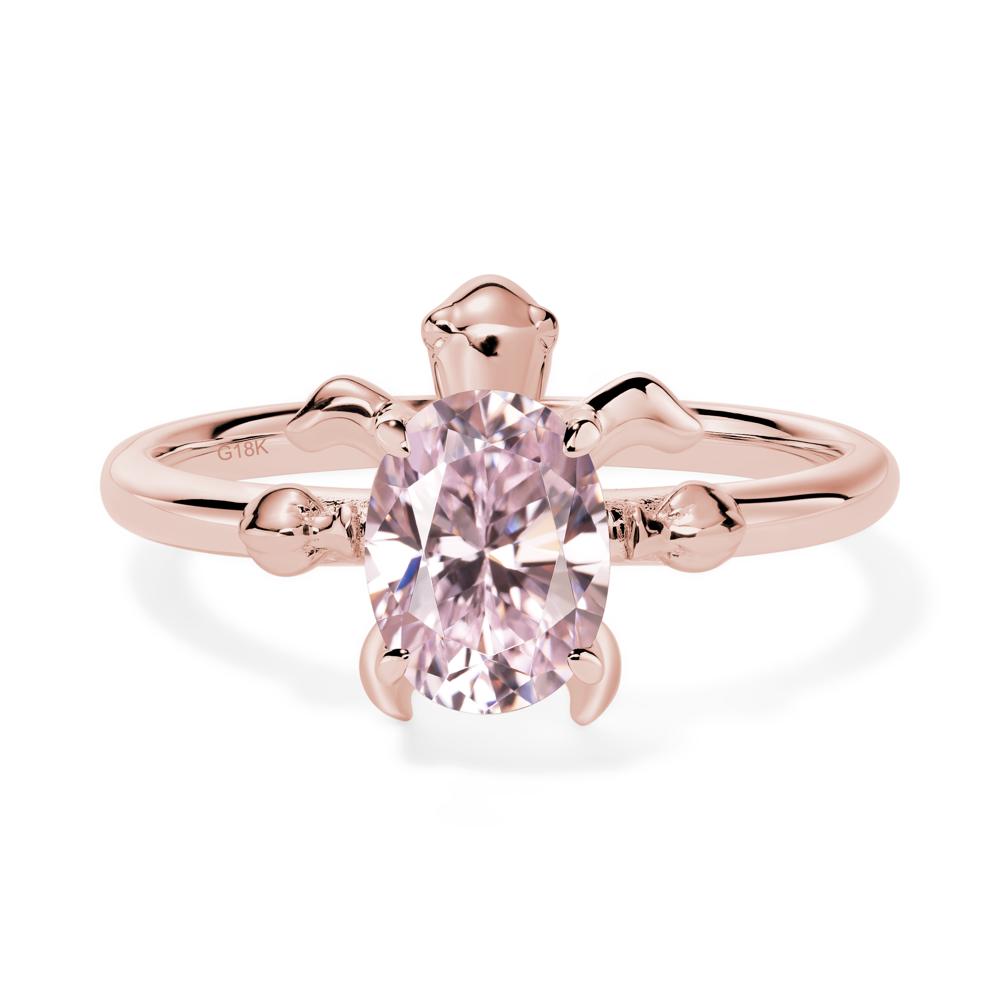 Pink Cubic Zirconia Turtle Ring - LUO Jewelry #metal_18k rose gold