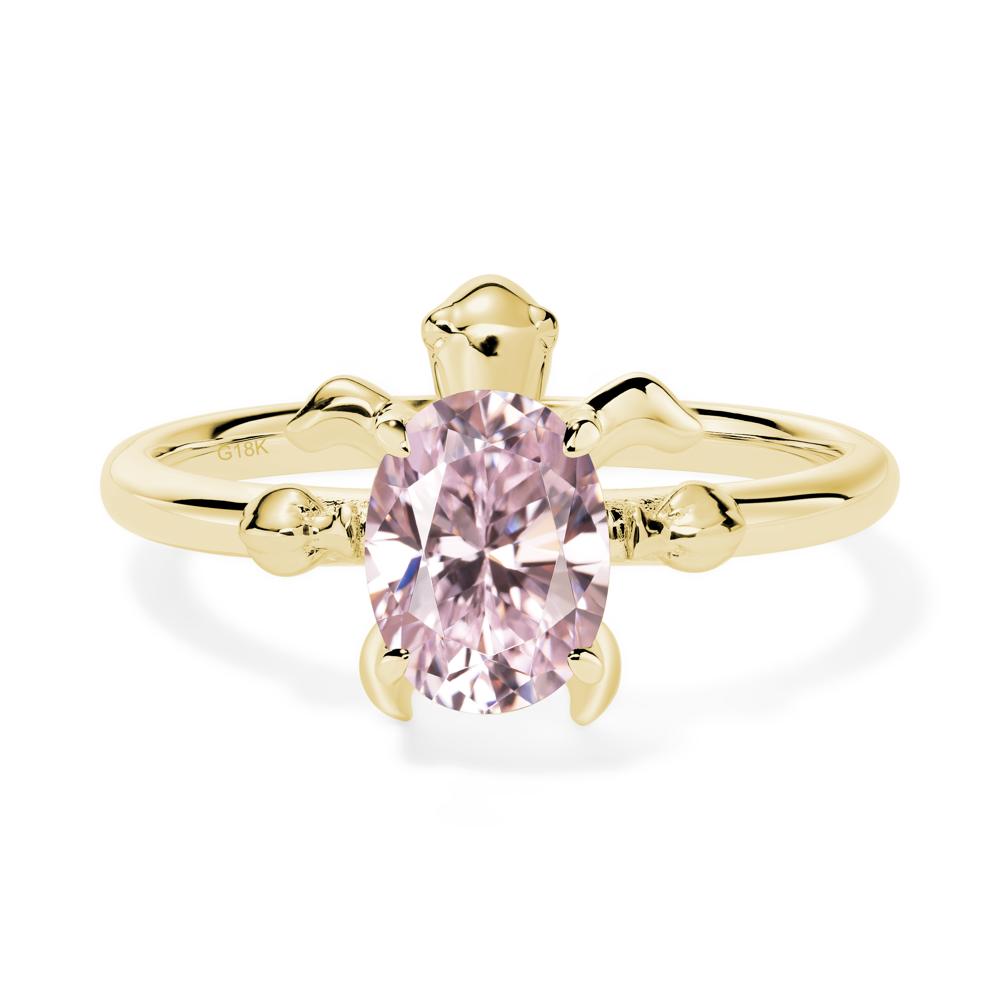 Pink Cubic Zirconia Turtle Ring - LUO Jewelry #metal_18k yellow gold