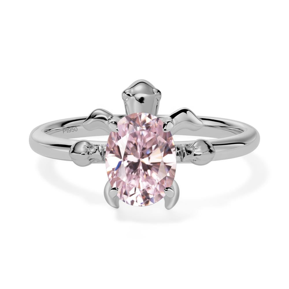Pink Cubic Zirconia Turtle Ring - LUO Jewelry #metal_platinum