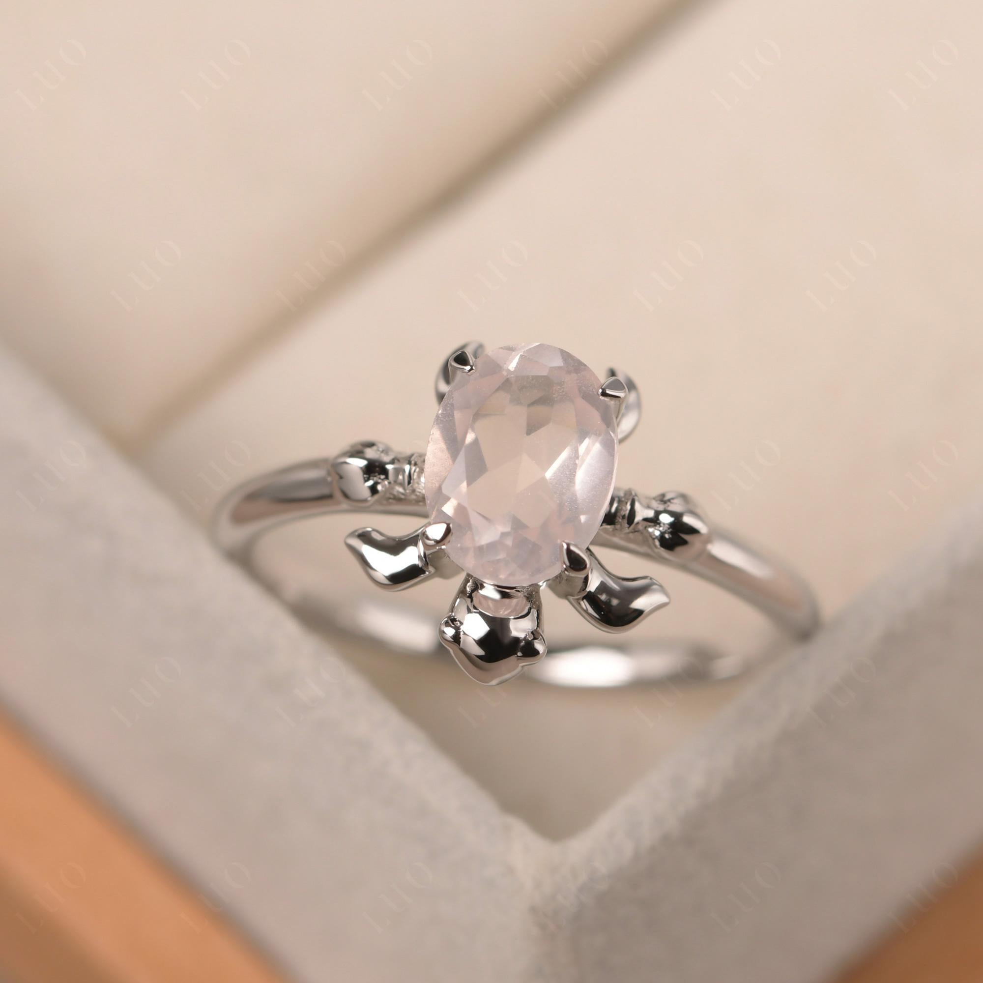 Rose Quartz Turtle Engagement Ring - LUO Jewelry
