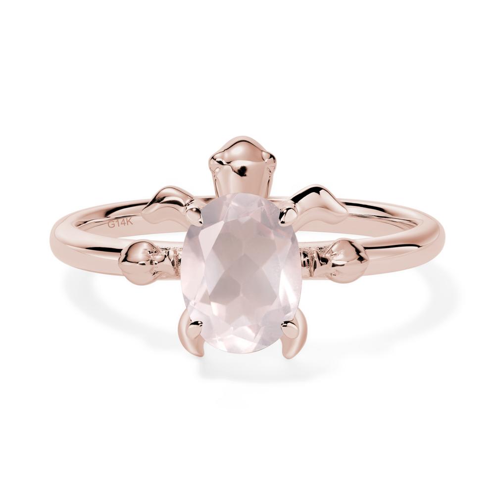 Rose Quartz Turtle Engagement Ring - LUO Jewelry #metal_14k rose gold