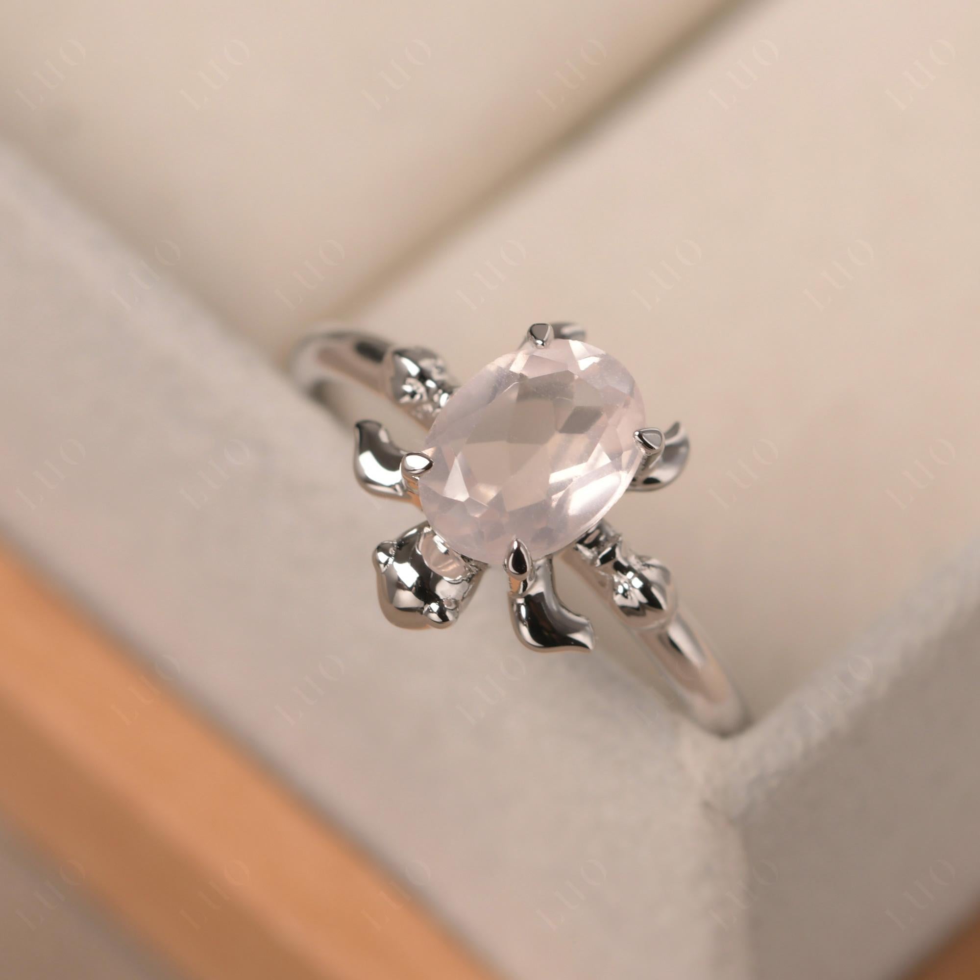 Rose Quartz Turtle Engagement Ring - LUO Jewelry