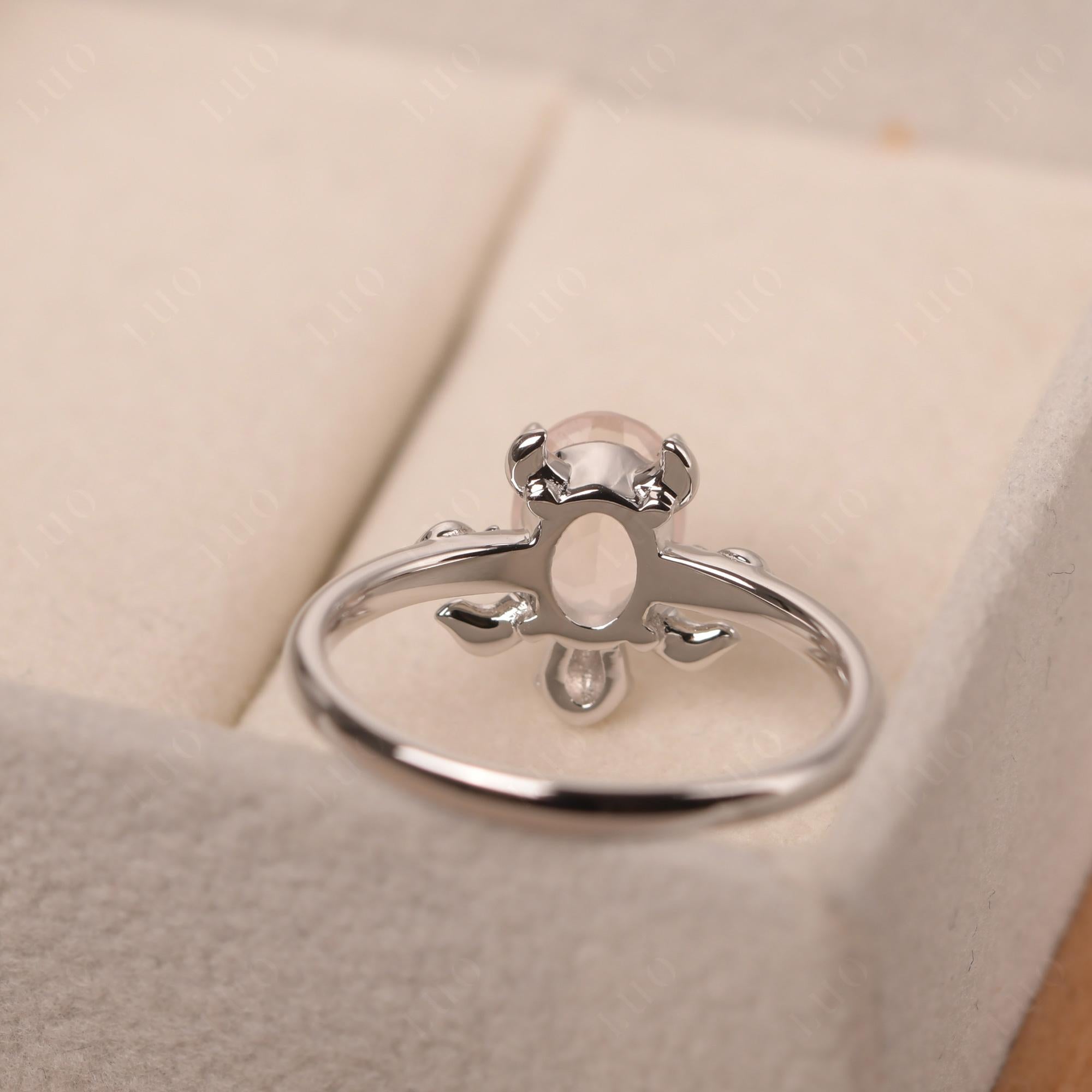 Rose Quartz Turtle Engagement Ring - LUO Jewelry