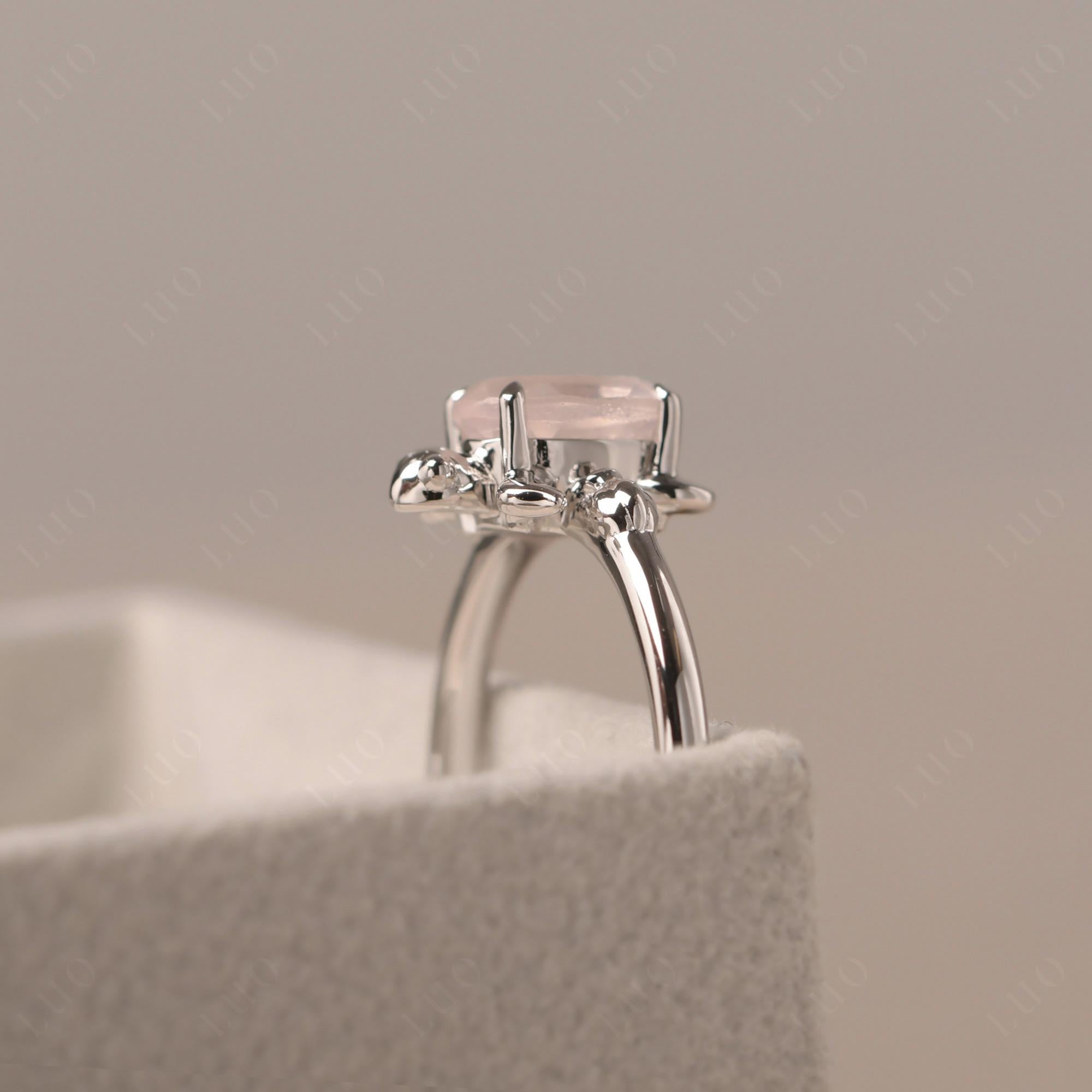 Rose Quartz Turtle Engagement Ring - LUO Jewelry