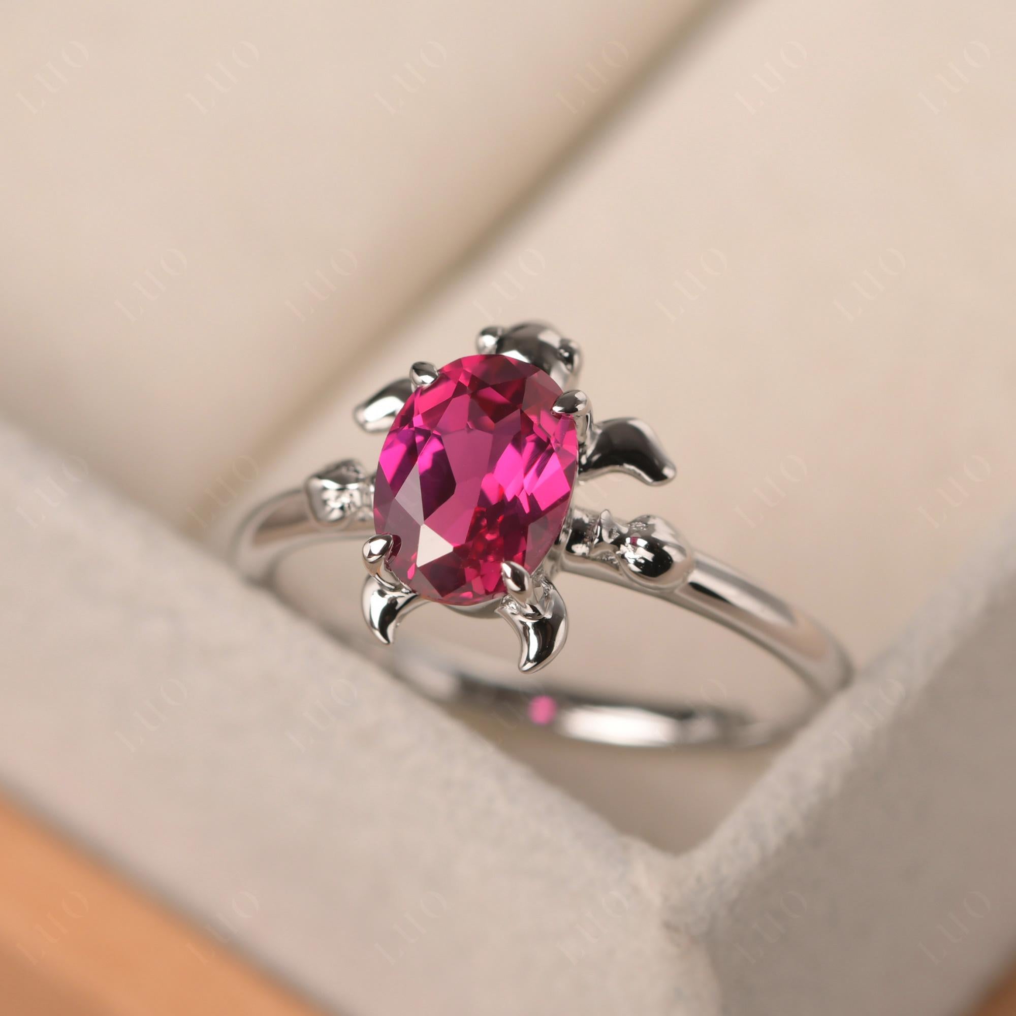 Oval Cut Ruby Turtle Ring - LUO Jewelry