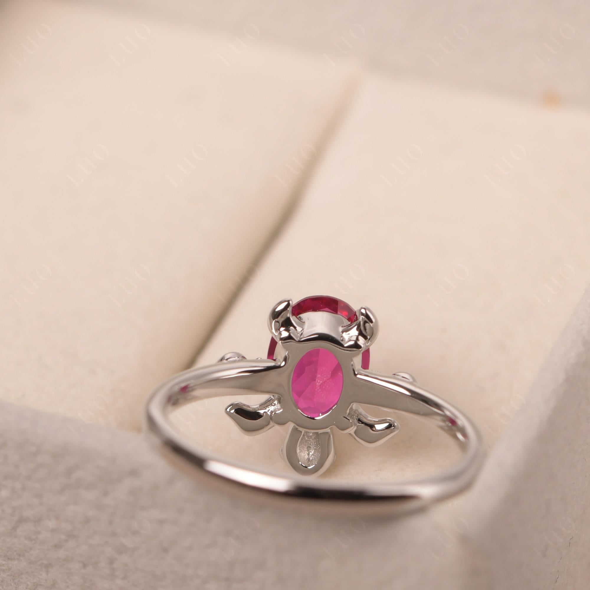 Oval Cut Ruby Turtle Ring - LUO Jewelry