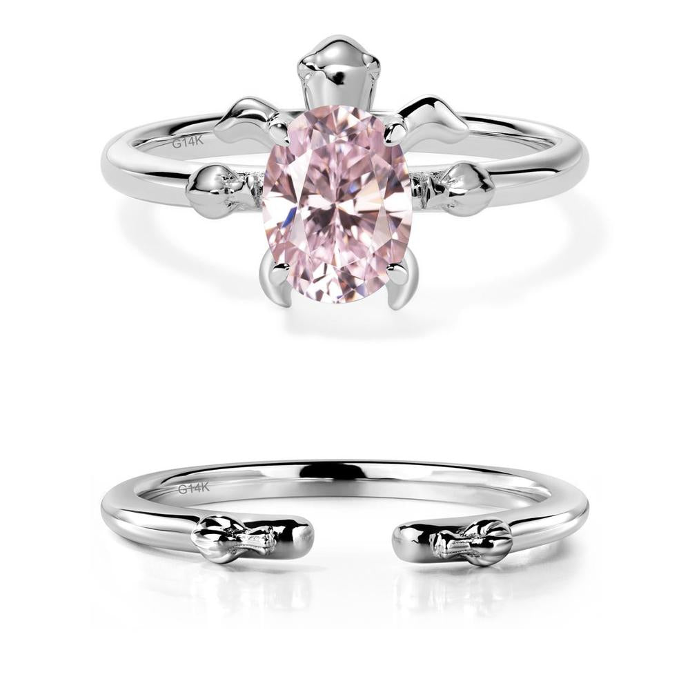 Pink Cubic Zirconia Turtle Ring - LUO Jewelry #metal_14k white gold