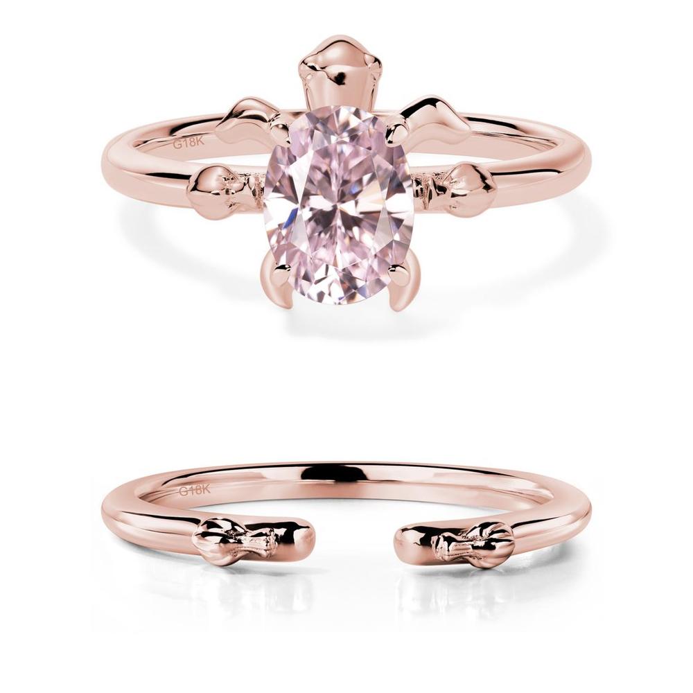 Pink Cubic Zirconia Turtle Ring - LUO Jewelry #metal_18k rose gold