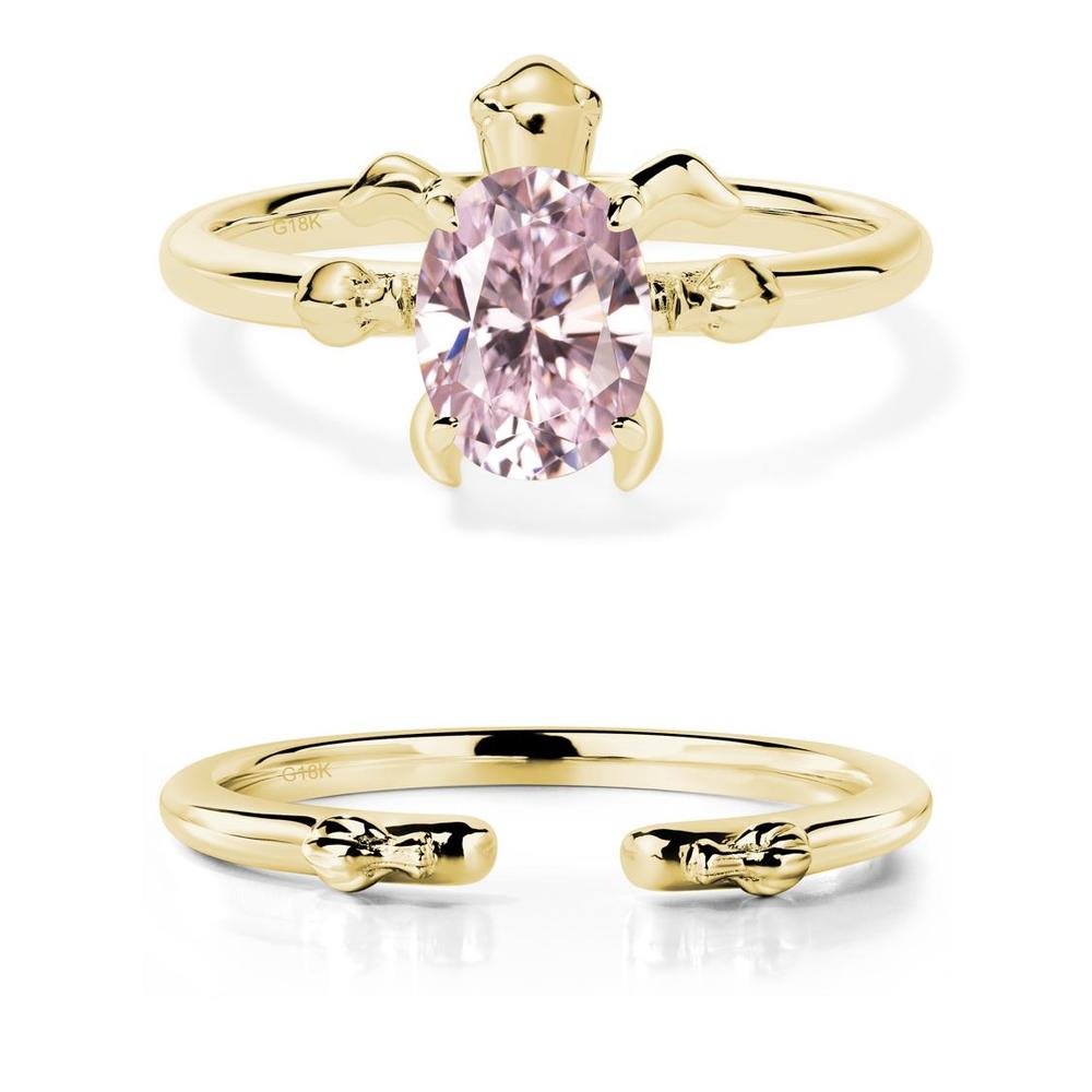 Pink Cubic Zirconia Turtle Ring - LUO Jewelry #metal_18k yellow gold