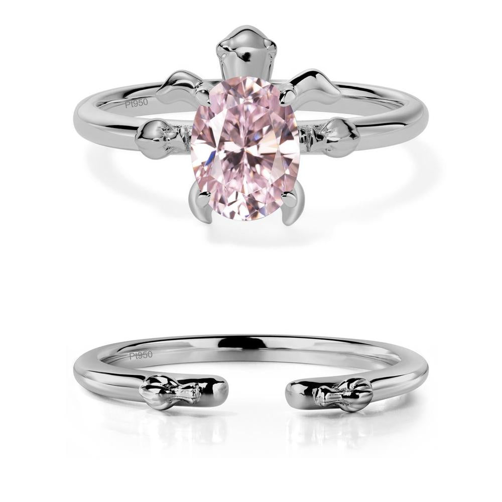 Pink Cubic Zirconia Turtle Ring - LUO Jewelry #metal_platinum