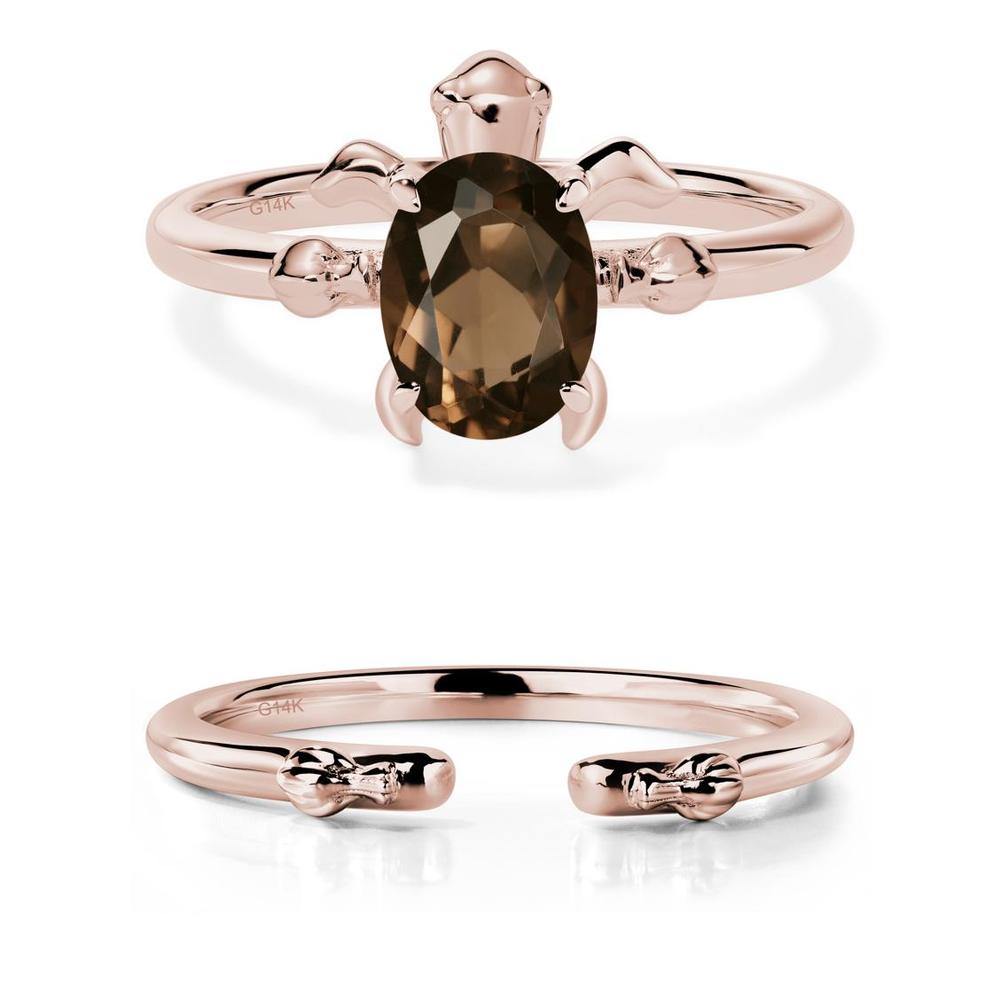 Smoky Quartz Sea Turtle Ring - LUO Jewelry #metal_14k rose gold