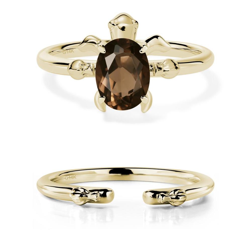 Smoky Quartz Sea Turtle Ring - LUO Jewelry #metal_14k yellow gold