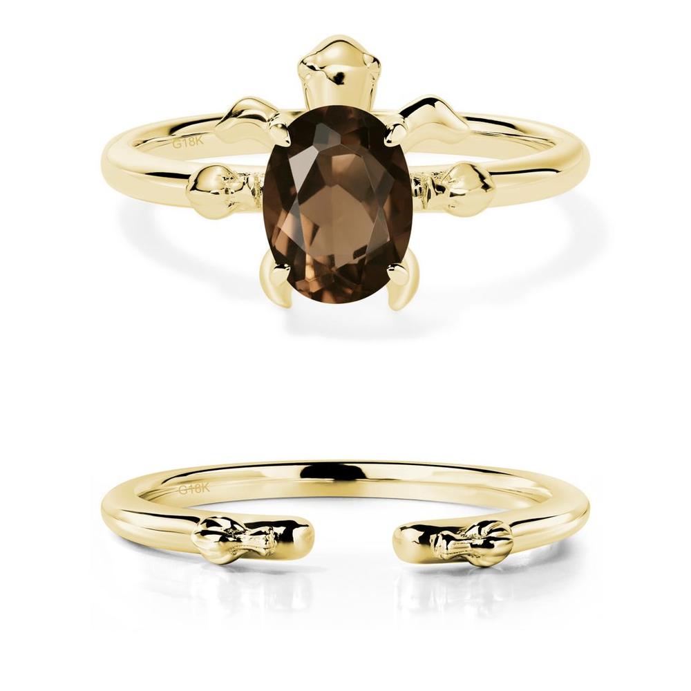 Smoky Quartz Sea Turtle Ring - LUO Jewelry #metal_18k yellow gold