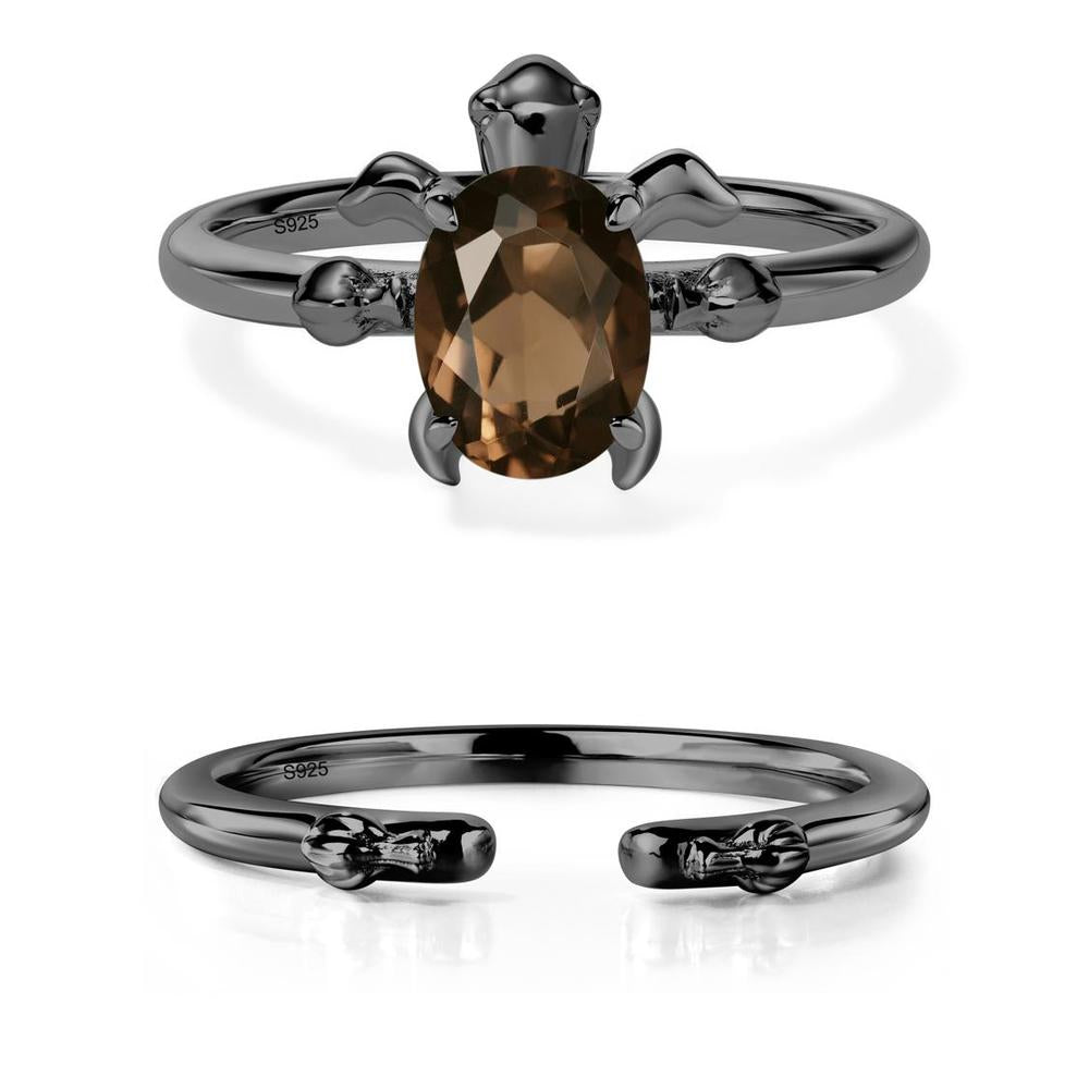 Smoky Quartz Sea Turtle Ring - LUO Jewelry #metal_black finish sterling silver