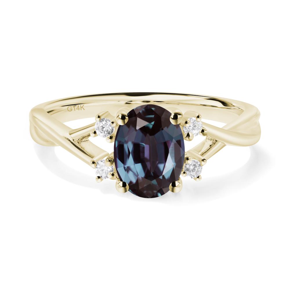 Alexandrite Oval Engagement Ring with Wedding Band - LUO Jewelry #metal_14k yellow gold