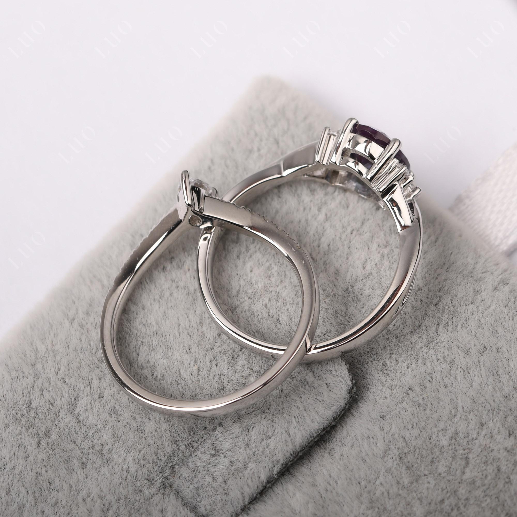 Alexandrite Oval Engagement Ring with Wedding Band - LUO Jewelry