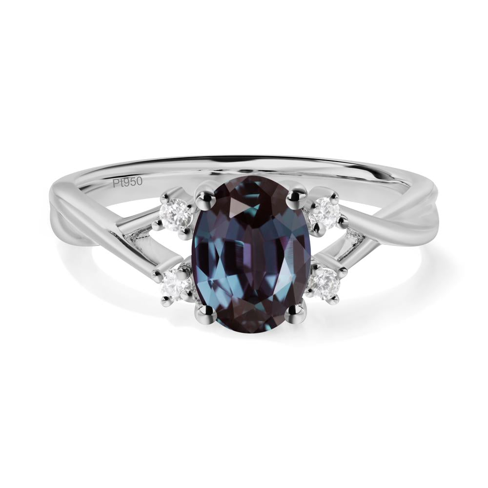 Alexandrite Oval Engagement Ring with Wedding Band - LUO Jewelry #metal_platinum