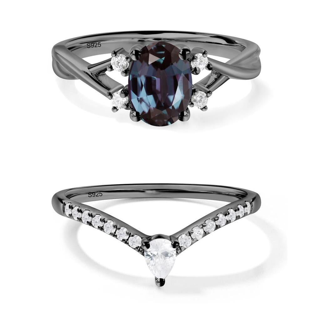 Alexandrite Oval Engagement Ring with Wedding Band - LUO Jewelry #metal_xxxxx